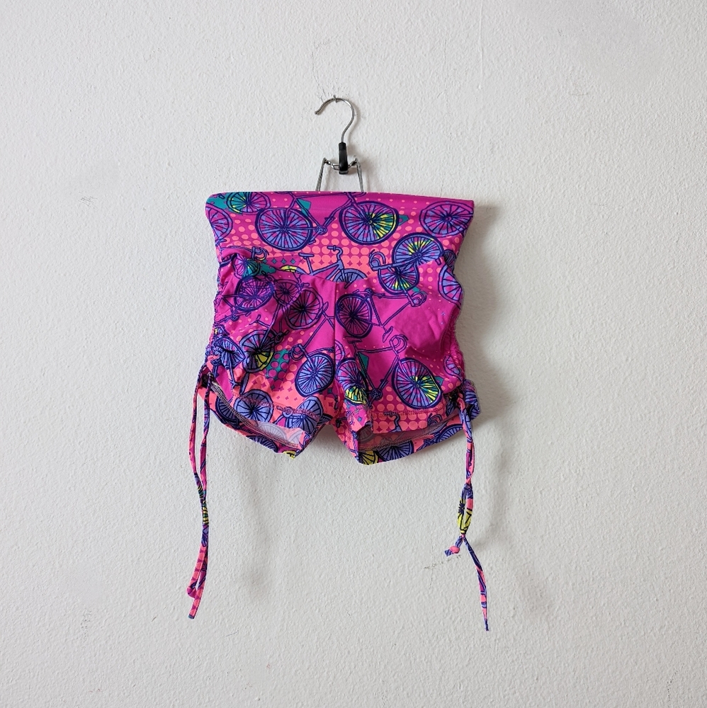 CLS Sportswear Ruched Tie Bike Print Shorts